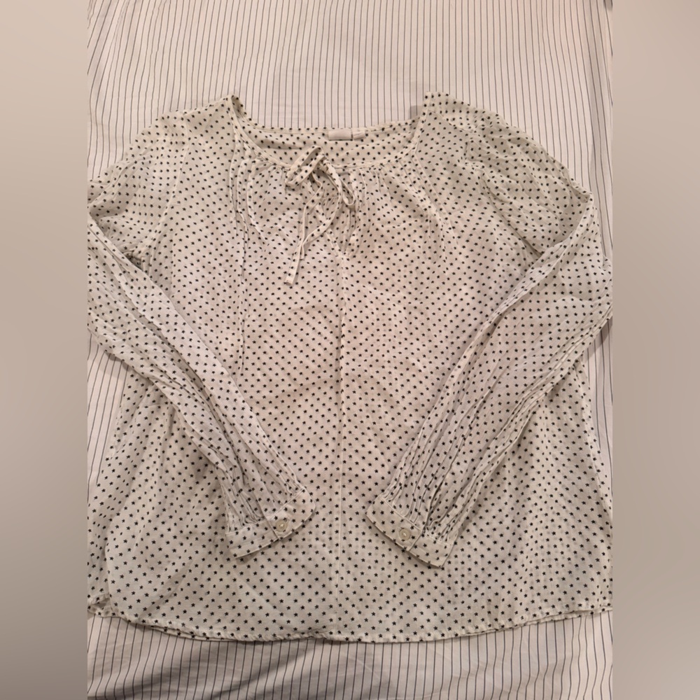 GAP Spotted Balloon Sleeve Blouse - Cream & Black